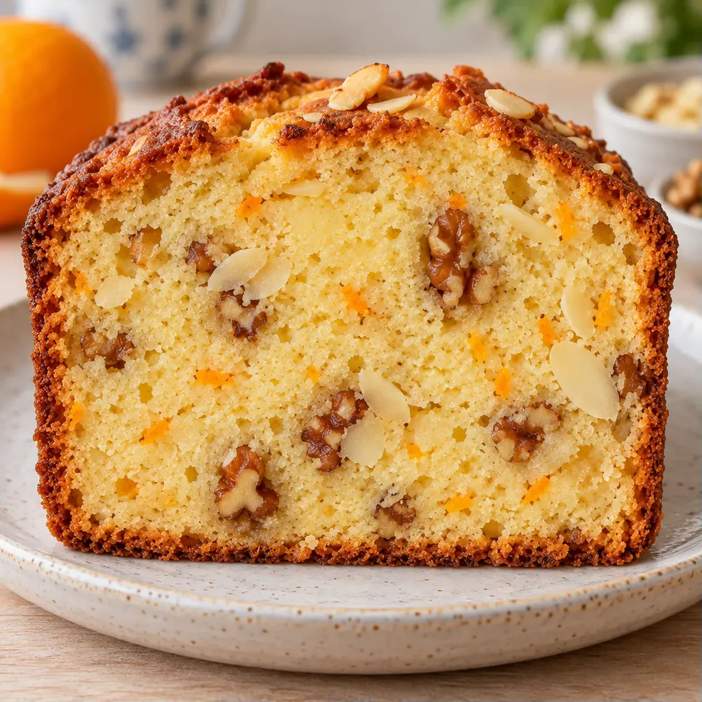 Botercake — sinaasappel, amandelen, walnoten