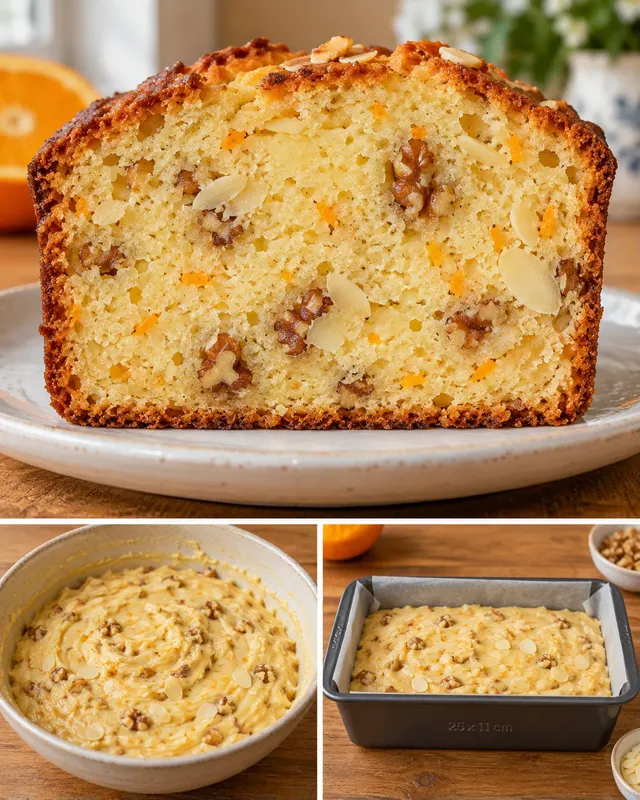 Botercake — sinaasappel, amandelen, walnoten