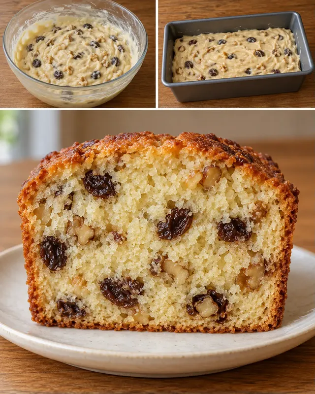 Botercake — rozijnen, vanille, walnoten