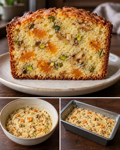 Botercake — gedroogde abrikozen, pistachenoten, walnoten