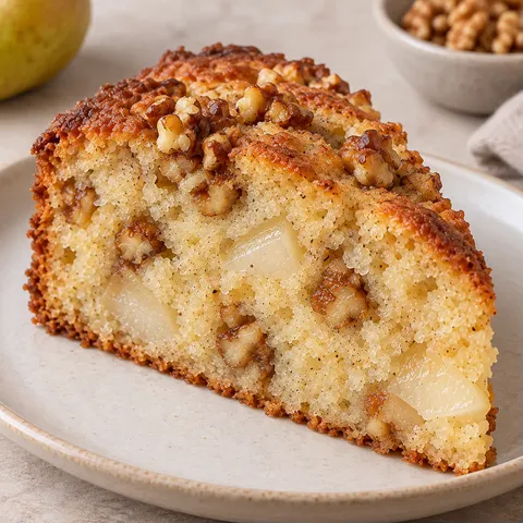 Yoghurtcake — peer, kardemom, walnoten