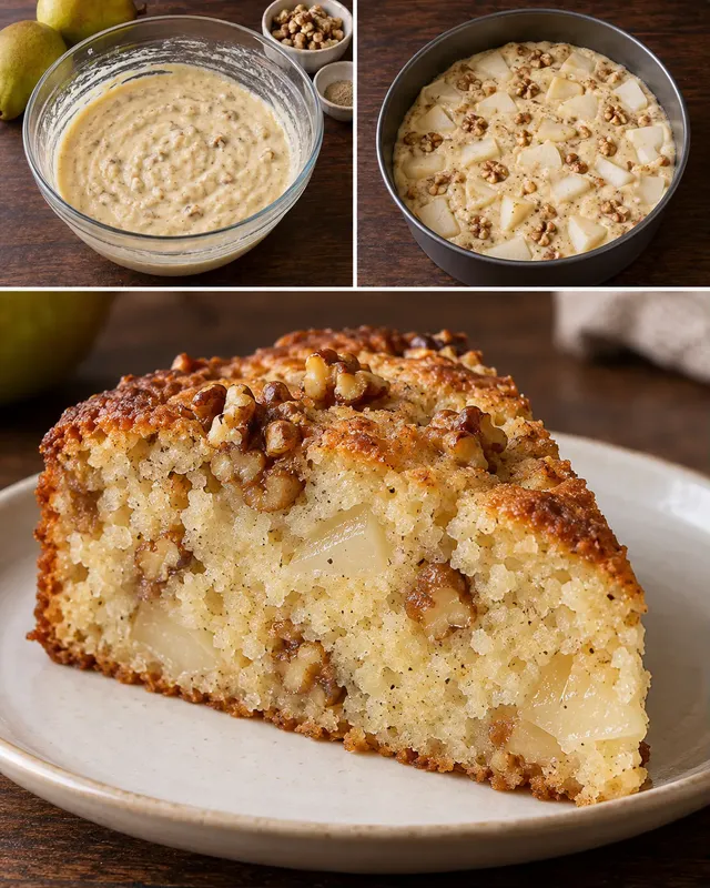 Yoghurtcake — peer, kardemom, walnoten