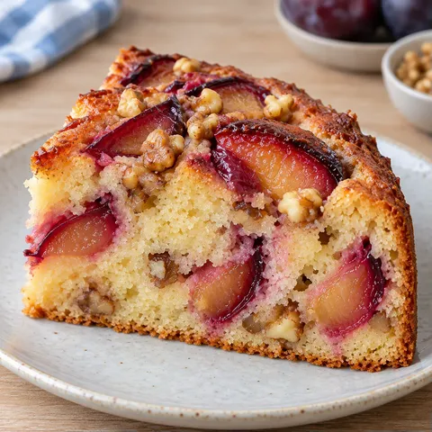 Yoghurtcake — pruim, vanille, walnoten