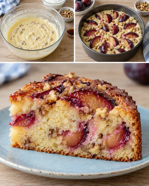 Yoghurtcake — pruim, vanille, walnoten