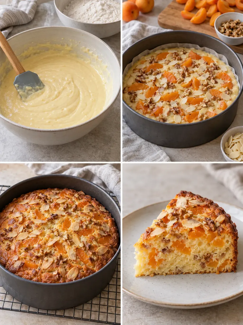 Yoghurtcake — abrikoos, amandelen, walnoten