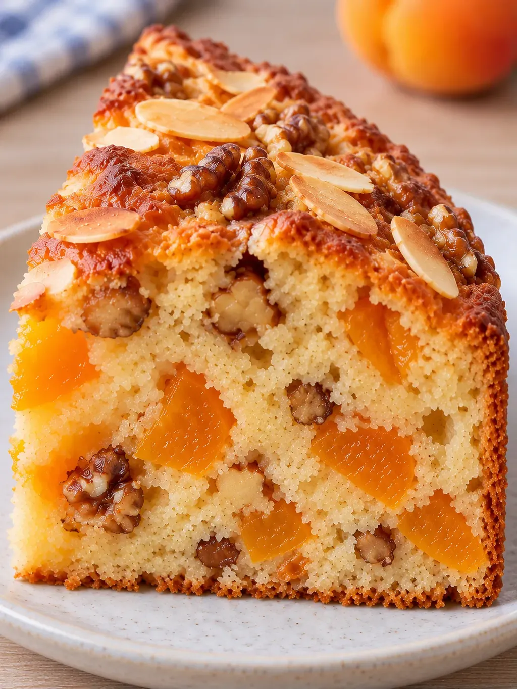 Yoghurtcake — abrikoos, amandelen, walnoten