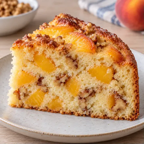 Yoghurtcake — perzik, vanille, walnoten