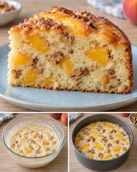 Yoghurtcake — perzik, vanille, walnoten