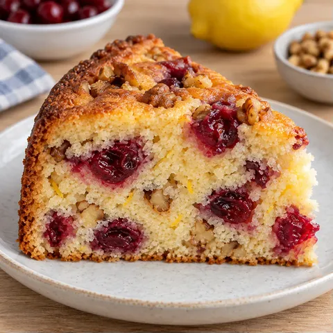 Yoghurtcake — zure kersen, citroen, walnoten