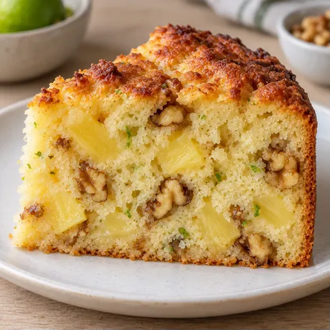 Yoghurtcake — ananas, limoen, walnoten