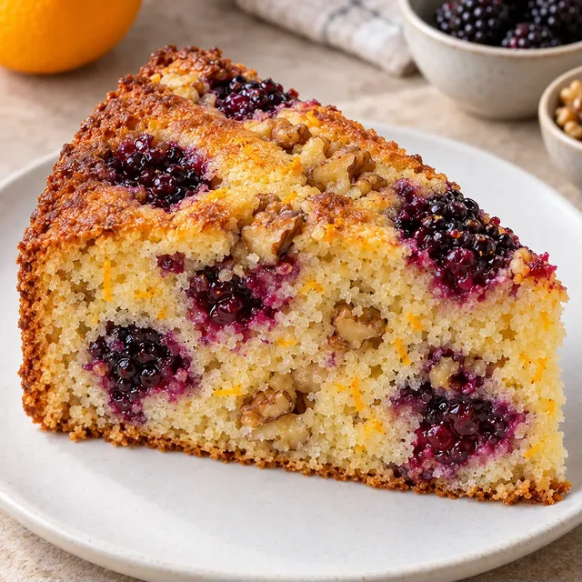 Yoghurtcake — braam, sinaasappel, walnoten