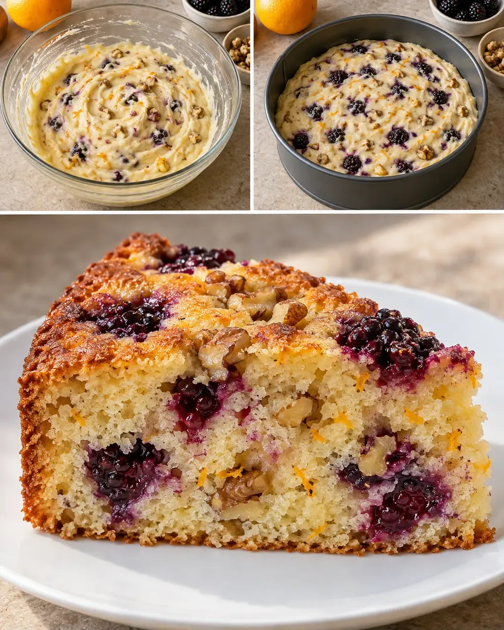 Yoghurtcake — braam, sinaasappel, walnoten
