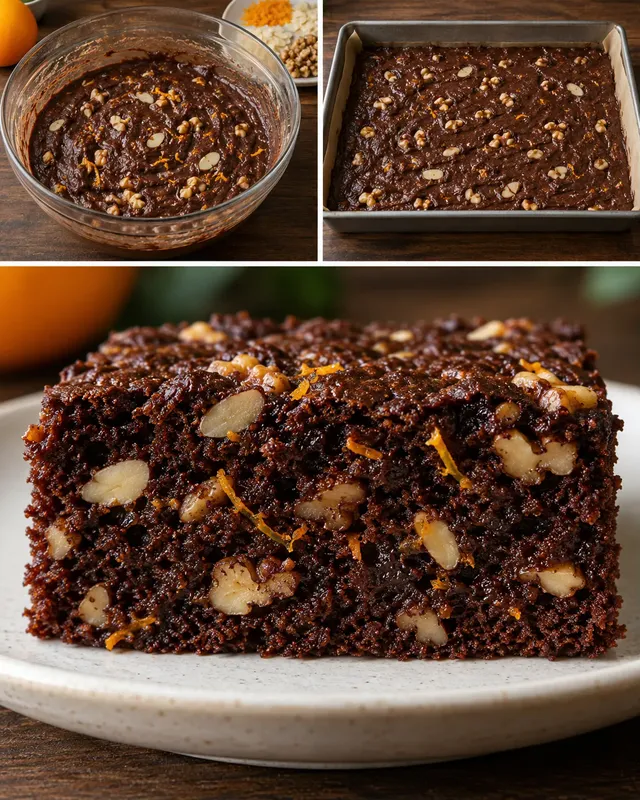 Cacaocake — sinaasappel, amandelen, walnoten