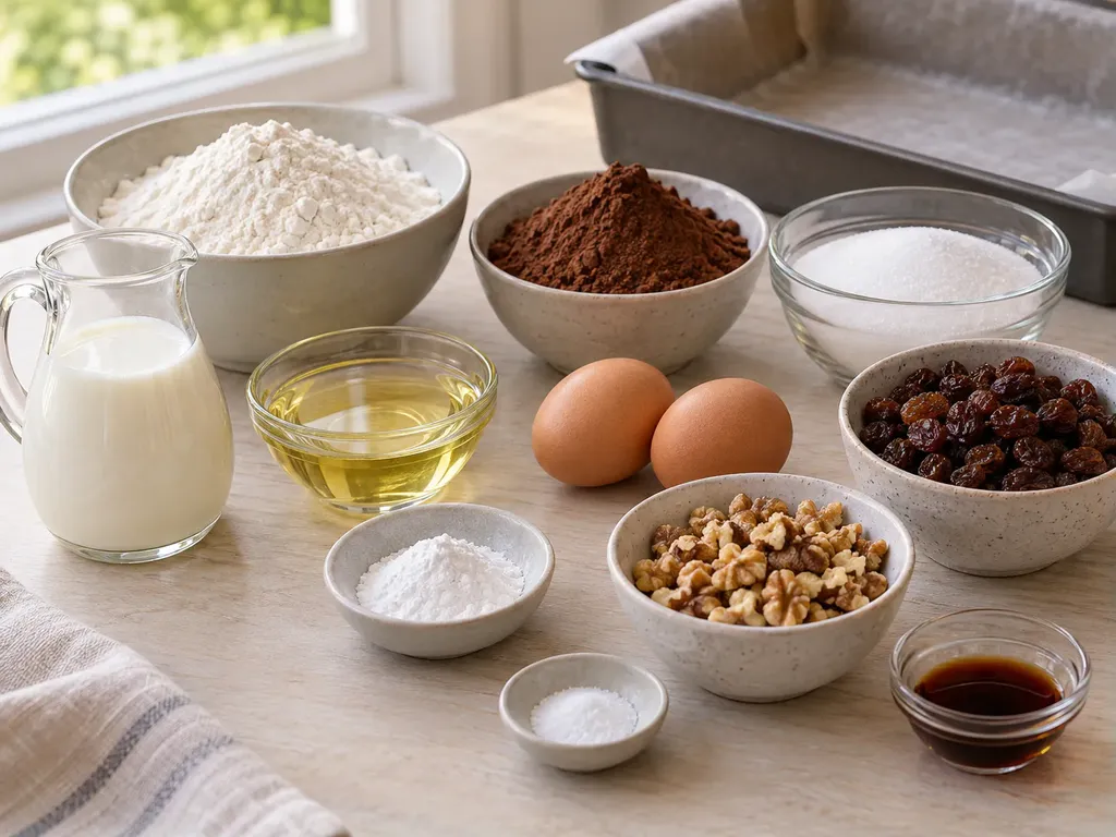 tarwebloem, ongezoet cacaopoeder, kristalsuiker, bakpoeder