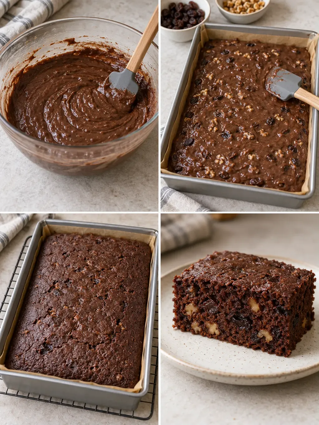 Cacaocake — rozijnen, vanille, walnoten
