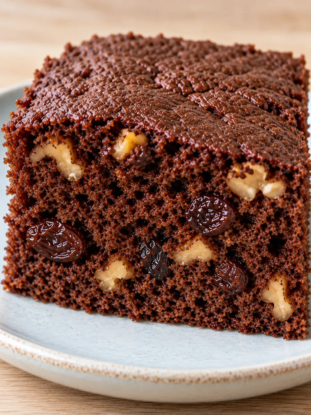 Cacaocake — rozijnen, vanille, walnoten
