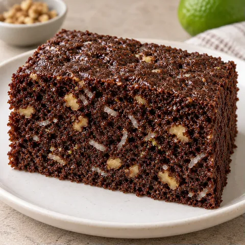 Cacaocake — kokos, limoen, walnoten