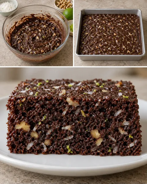 Cacaocake — kokos, limoen, walnoten