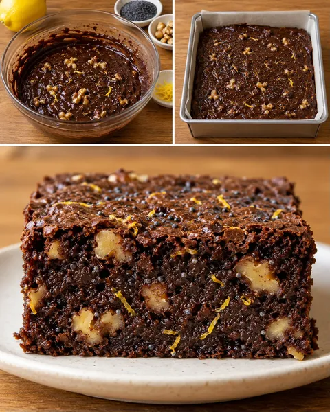 Brownie — citroen, maanzaad, walnoten