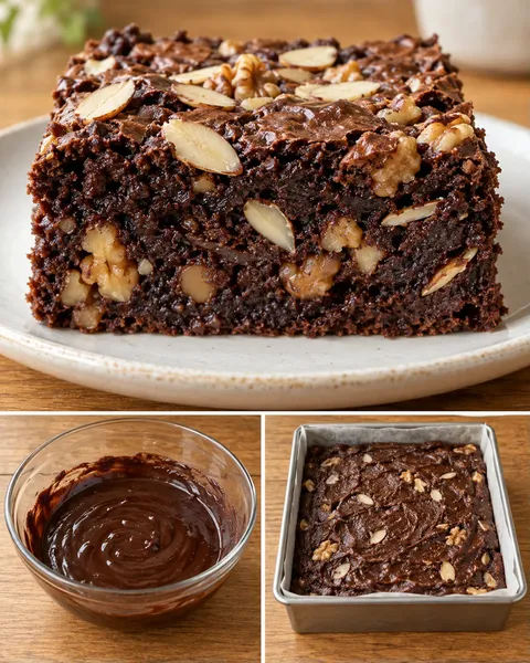 Brownie — koffie, walnoten, amandelen