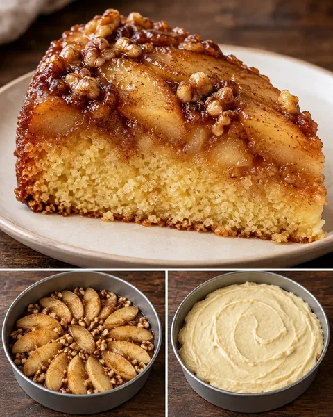 Omgekeerde fruitcake — appel, kaneel, walnoten