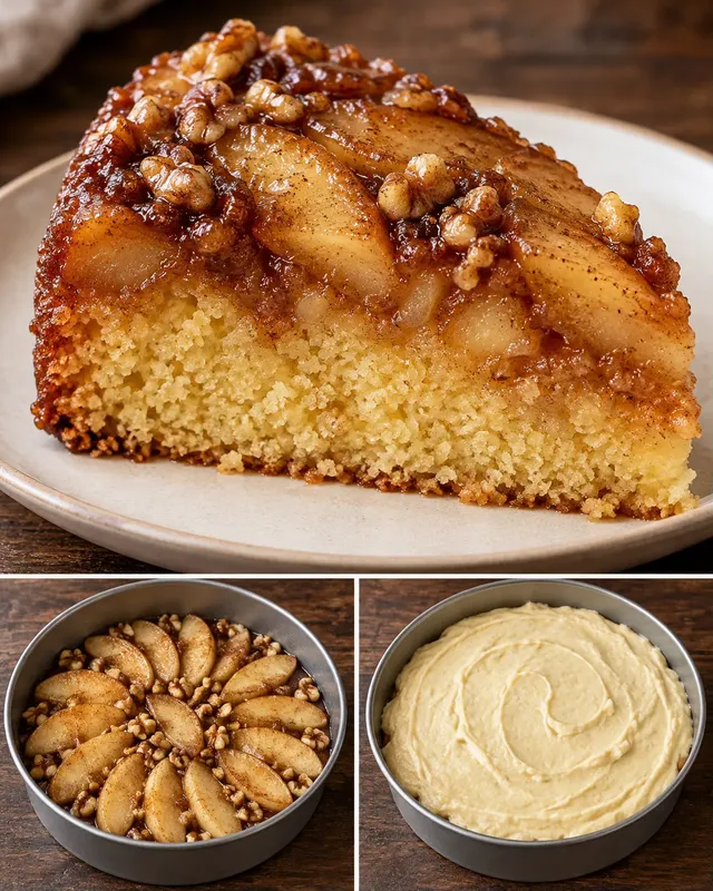 Omgekeerde fruitcake — appel, kaneel, walnoten
