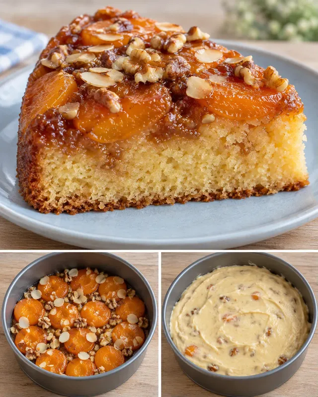 Omgekeerde fruitcake — abrikoos, amandelen, walnoten