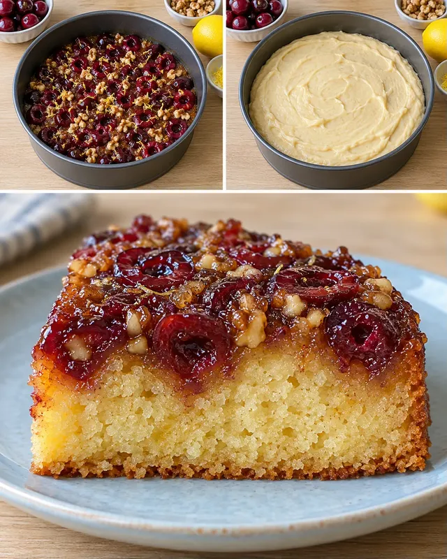 Omgekeerde fruitcake — zure kersen, citroen, walnoten