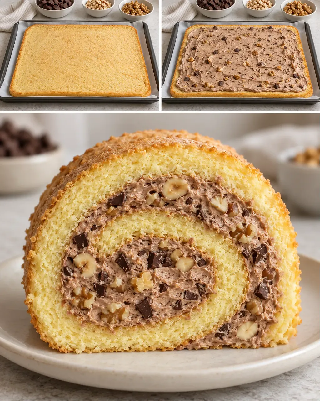 Biscuitrol — pure chocolade, hazelnoten, walnoten