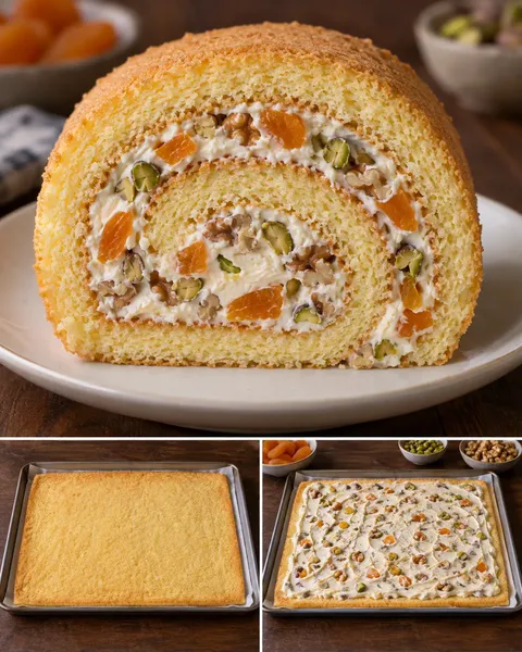 Biscuitrol — gedroogde abrikozen, pistachenoten, walnoten