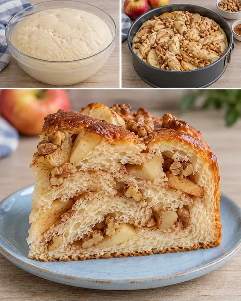 Zoete gistcake — appel, kaneel, walnoten