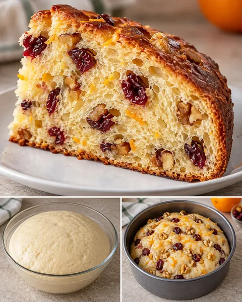 Zoete gistcake — cranberry’s, sinaasappel, walnoten