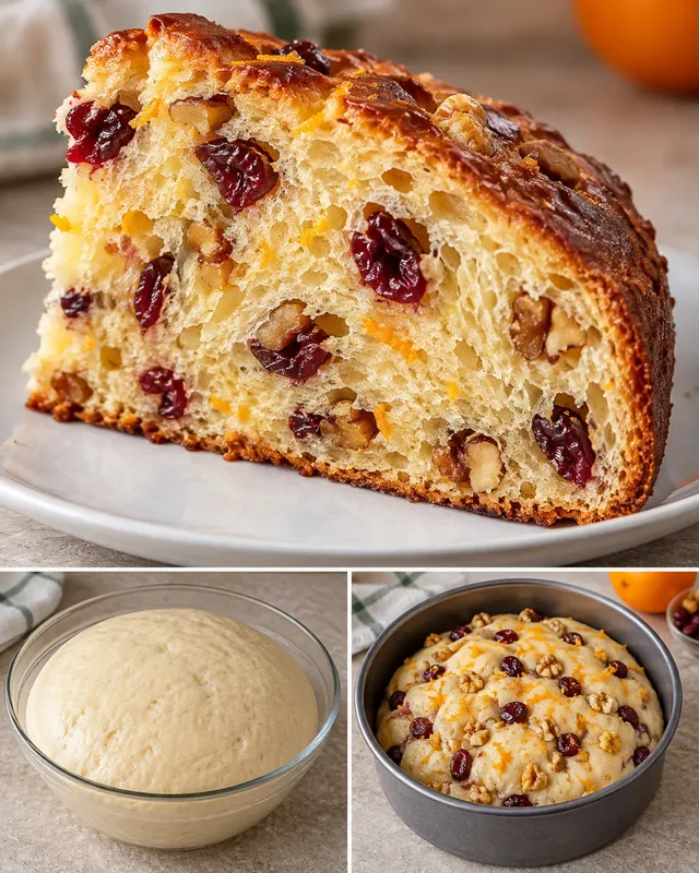 Zoete gistcake — cranberry’s, sinaasappel, walnoten