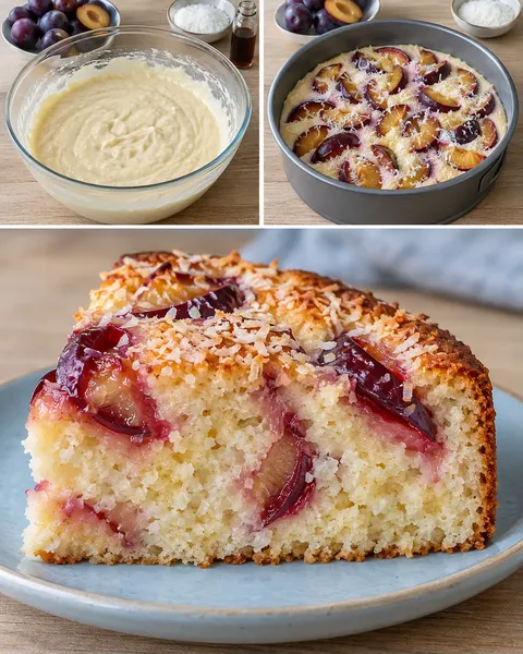 Yoghurtcake — pruim, vanille, kokos