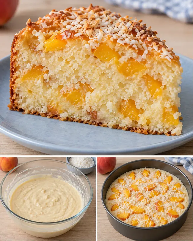 Yoghurtcake — perzik, vanille, kokos