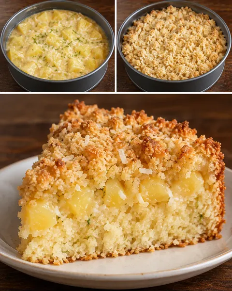 Cake met kruimeltopping — ananas, limoen, kokos