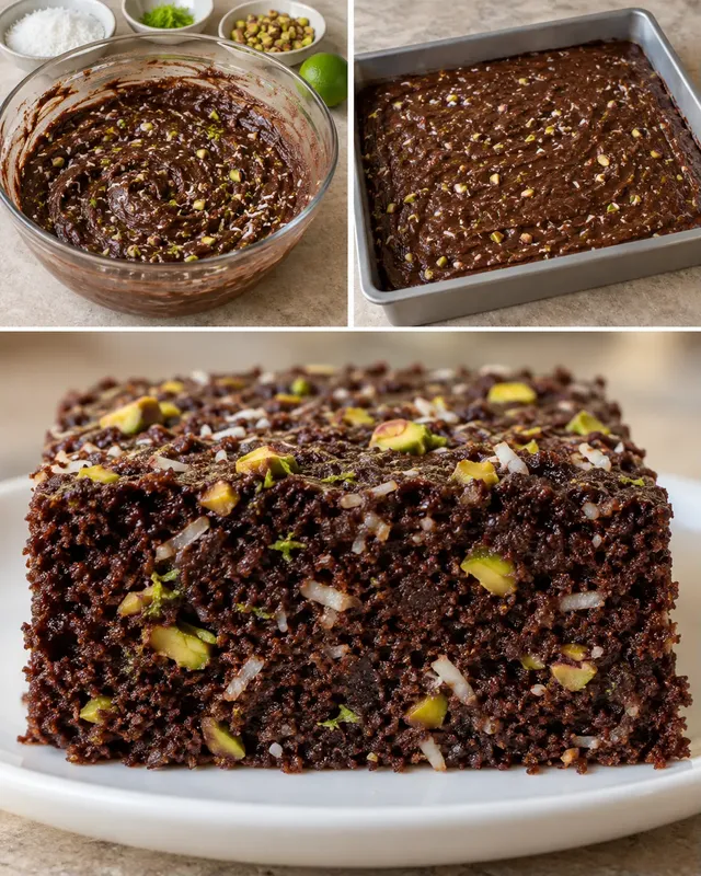 Cacaocake — kokos, limoen, pistachenoten