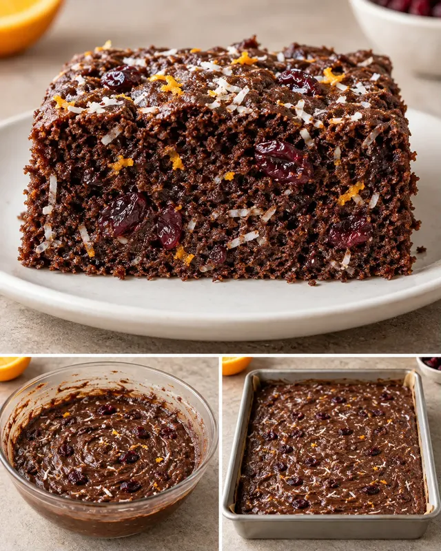 Cacaocake — cranberry’s, sinaasappel, kokos