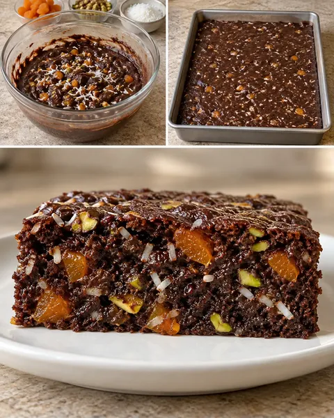 Cacaocake — gedroogde abrikozen, pistachenoten, kokos