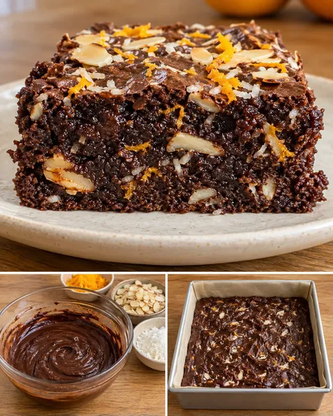 Brownie — sinaasappel, amandelen, kokos