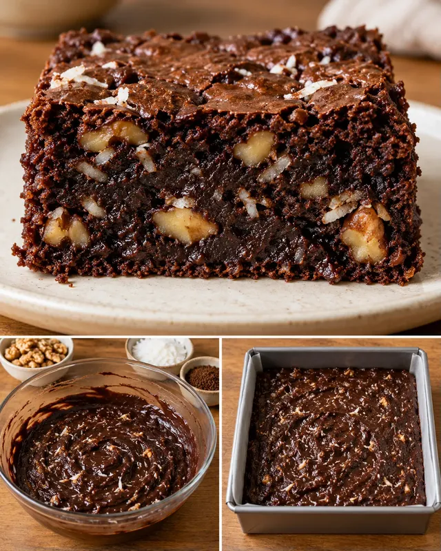 Brownie — koffie, walnoten, kokos