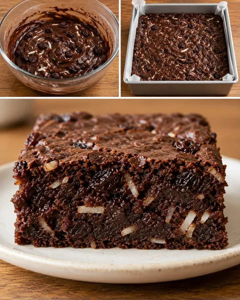 Brownie — rozijnen, vanille, kokos