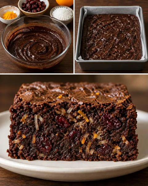 Brownie — cranberry’s, sinaasappel, kokos