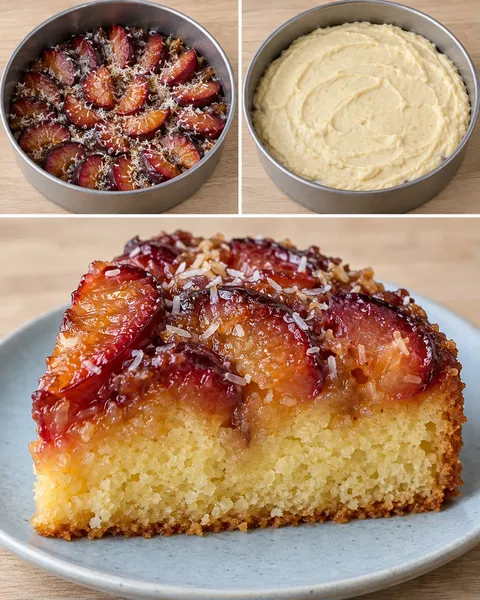 Omgekeerde fruitcake — pruim, vanille, kokos