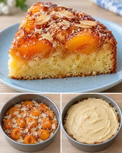 Omgekeerde fruitcake — abrikoos, amandelen, kokos