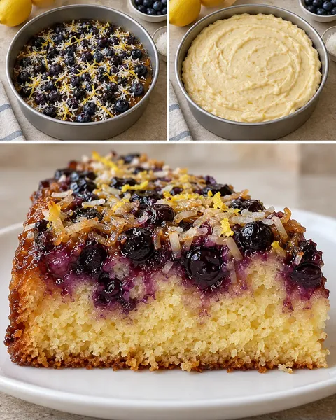 Omgekeerde fruitcake — blauwe bessen, citroen, kokos