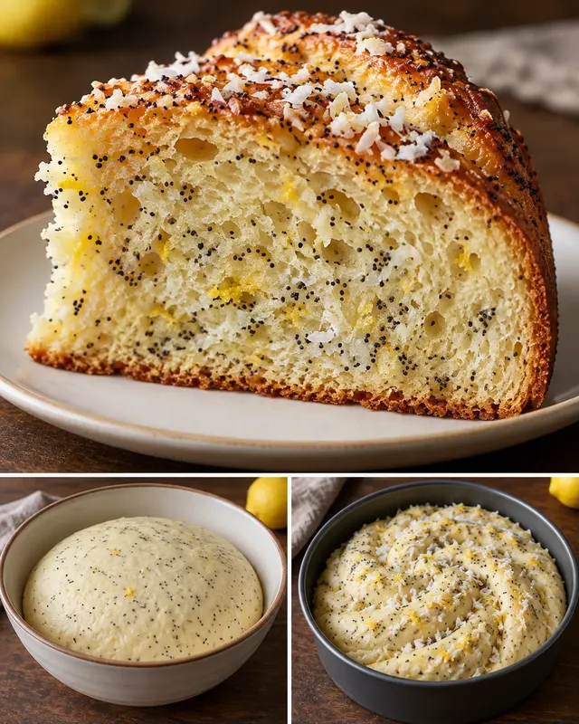 Zoete gistcake — citroen, maanzaad, kokos