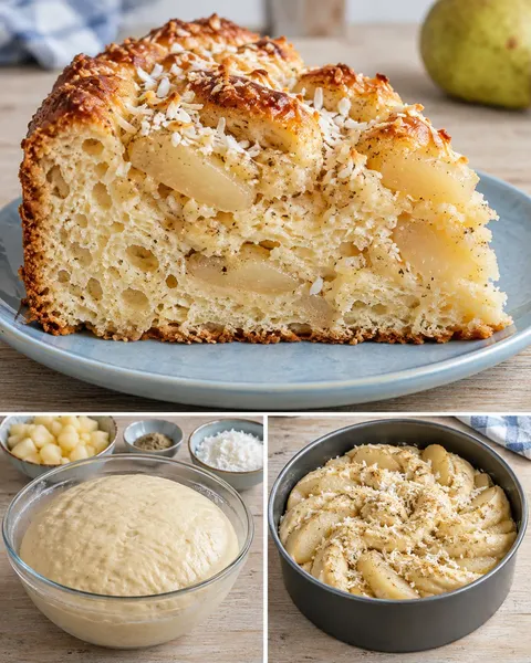 Zoete gistcake — peer, kardemom, kokos
