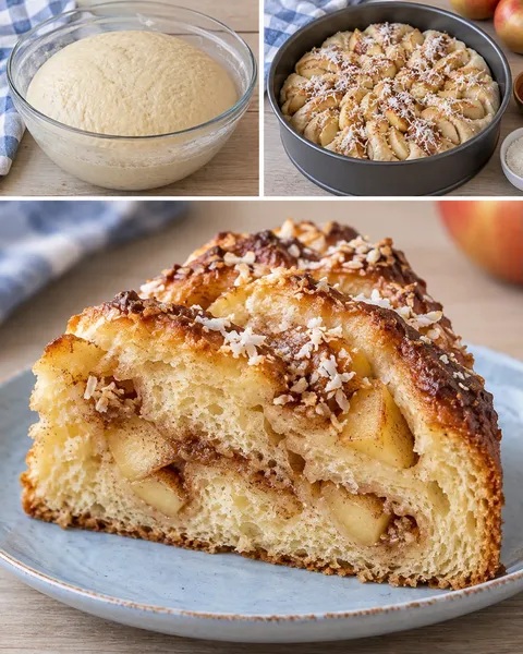 Zoete gistcake — appel, kaneel, kokos