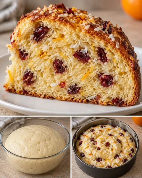 Zoete gistcake — cranberry’s, sinaasappel, kokos